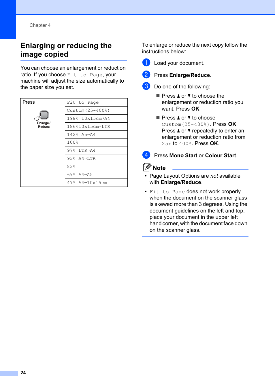 Enlarging or reducing the image copied | Brother DCP-375CW User Manual | Page 32 / 109
