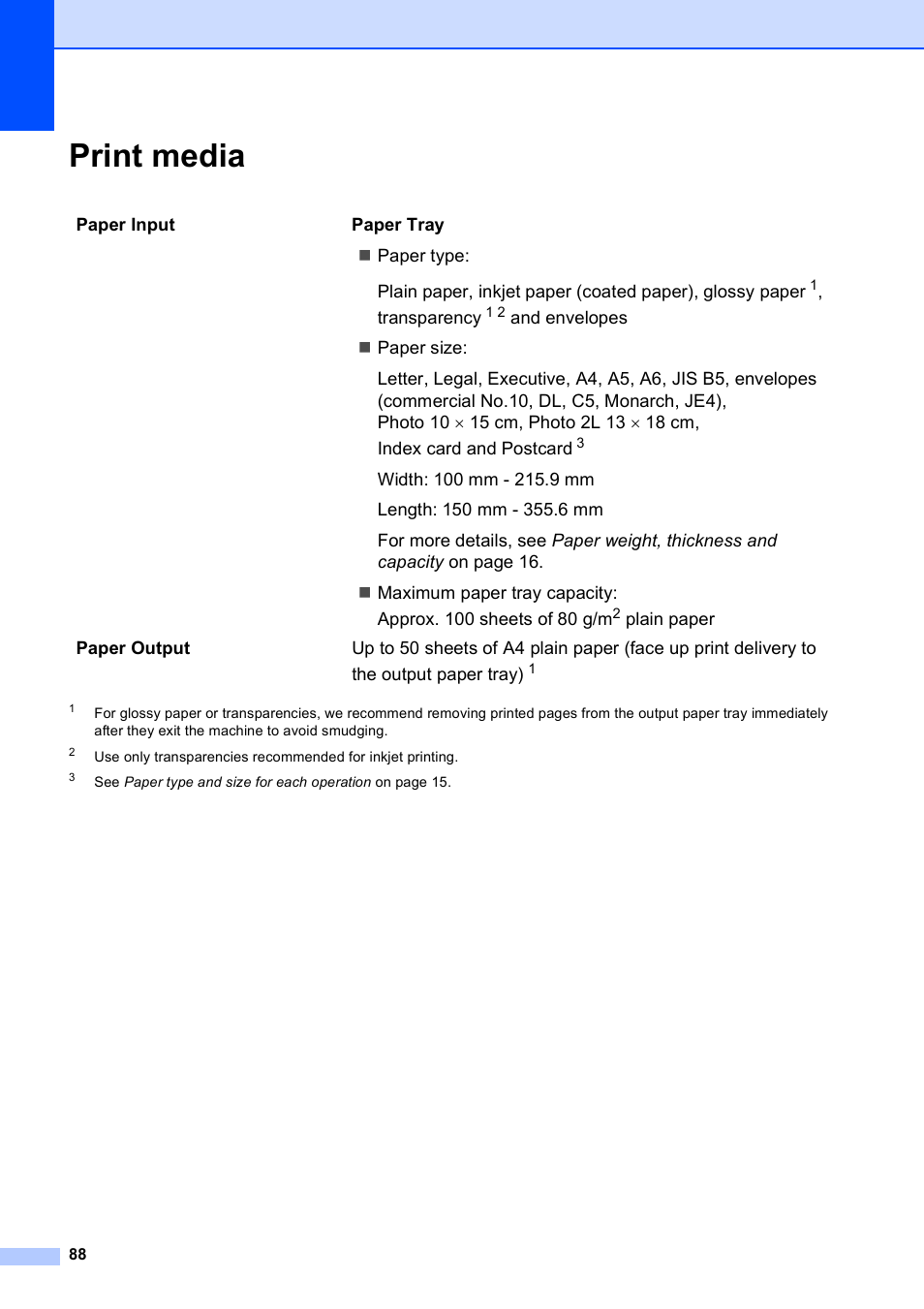 Print media | Brother DCP-375CW User Manual | Page 96 / 109