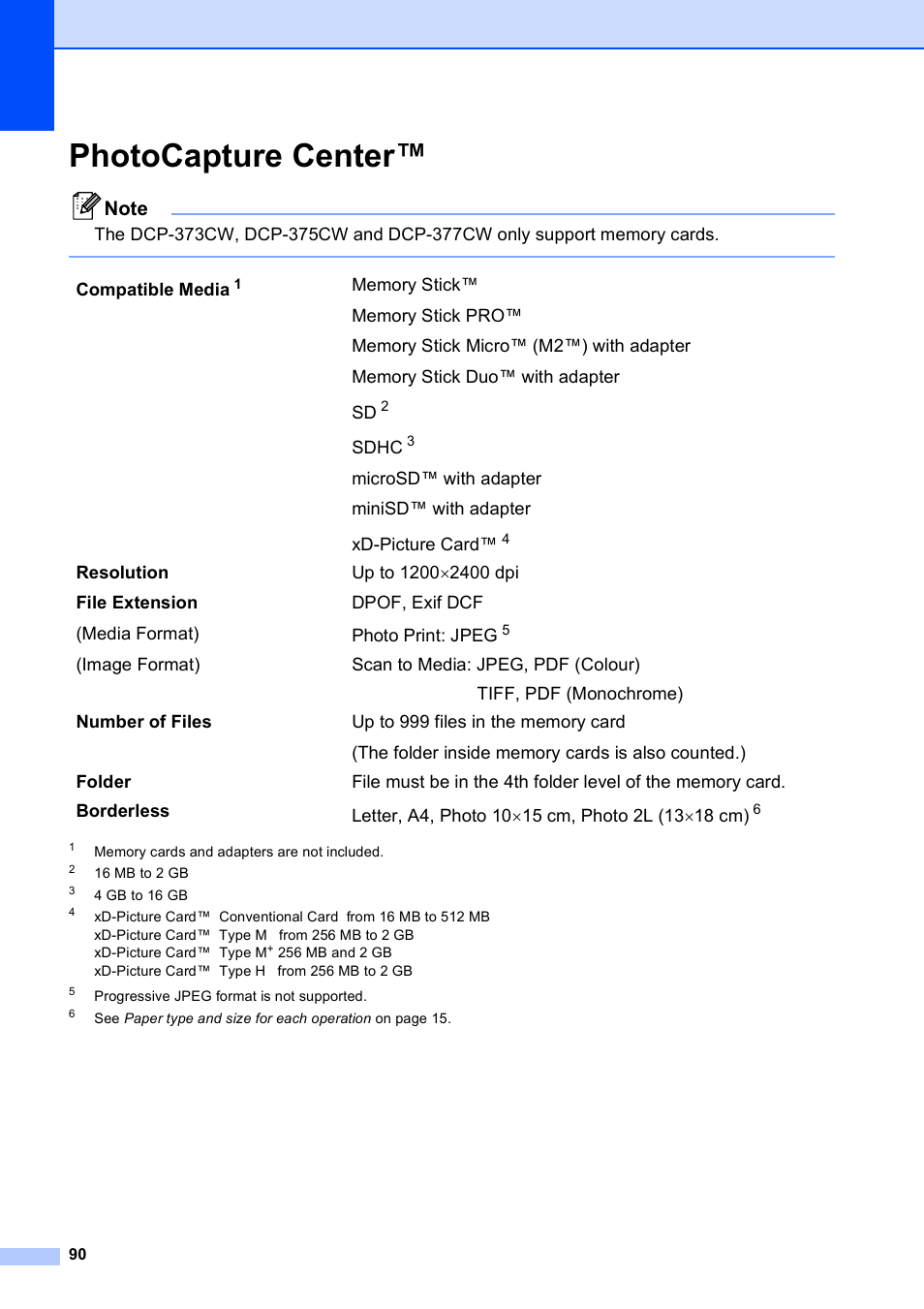 Photocapture center | Brother DCP-375CW User Manual | Page 98 / 109