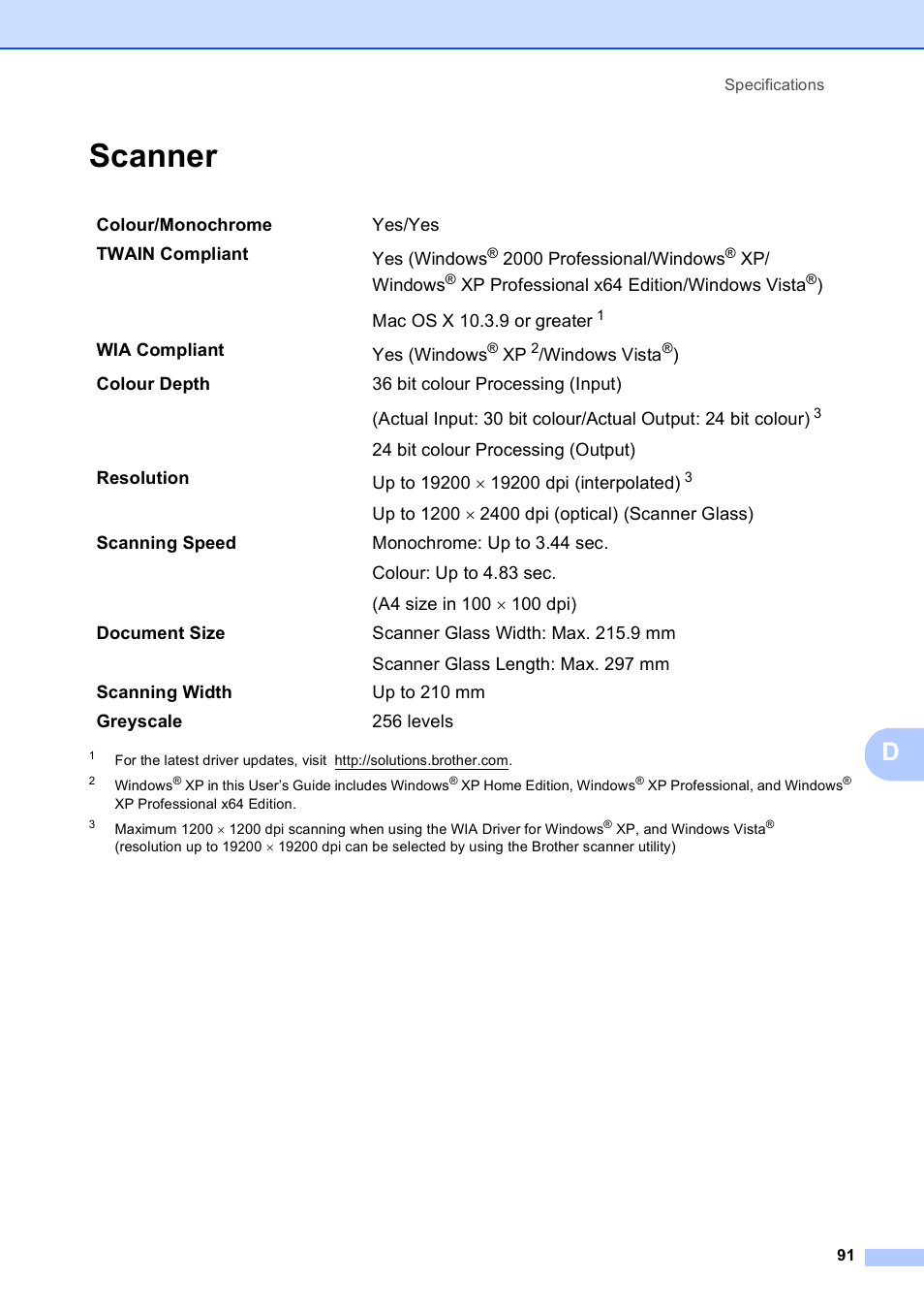 Scanner | Brother DCP-375CW User Manual | Page 99 / 109
