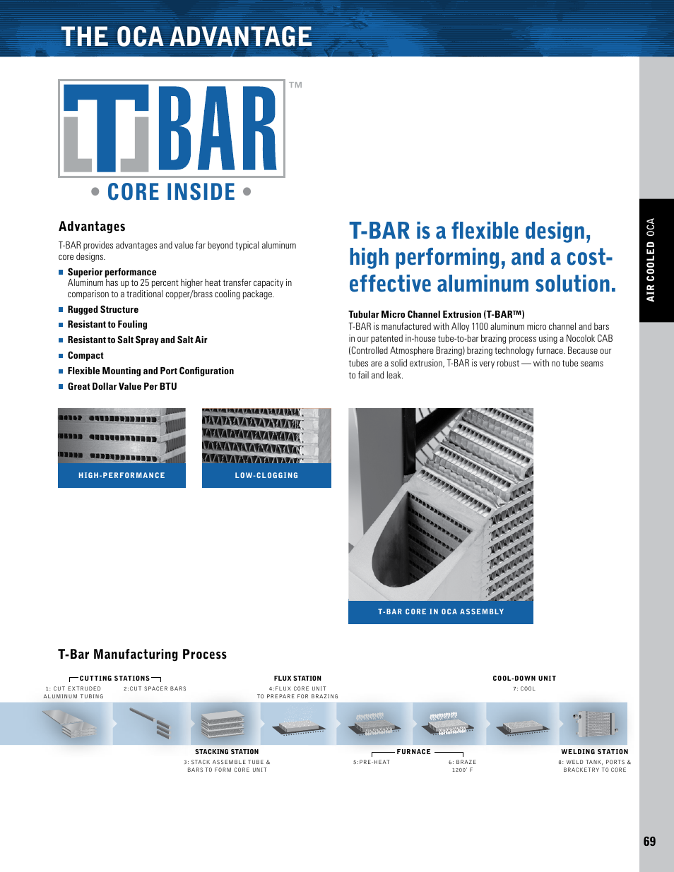 The oca advantage, Core inside, Advantages | T-bar manufacturing process | Thermal Transfer Systems OCA Series User Manual | Page 6 / 6