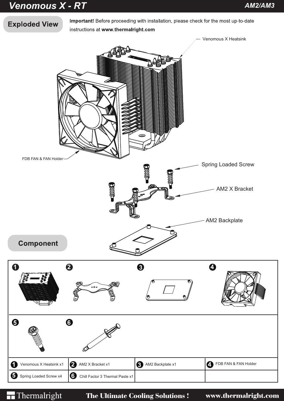 Thermalright Venomous X RT_AM2_AM3 User Manual | 2 pages
