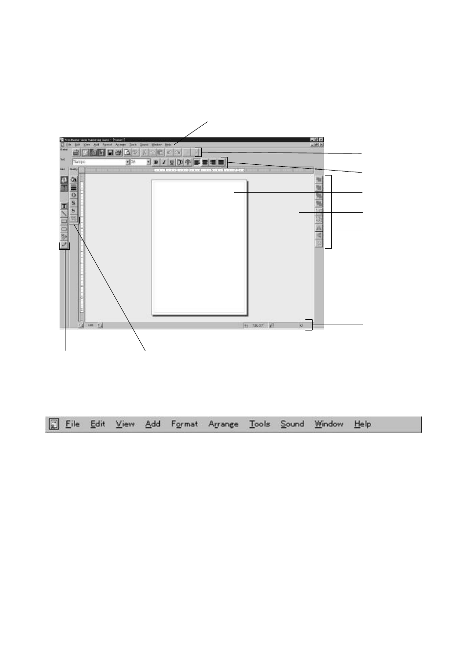 The workspace, Menu bar | Brother LX-910D User Manual | Page 45 / 50