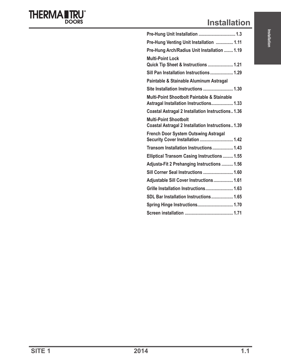 Therma-Tru Doors Installation User Manual | 76 pages