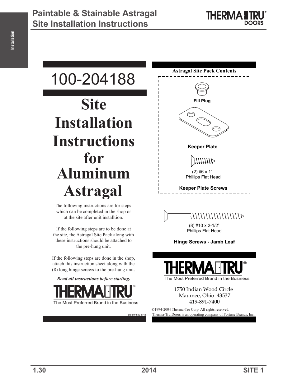 Therma-Tru Doors Installation User Manual | Page 30 / 76