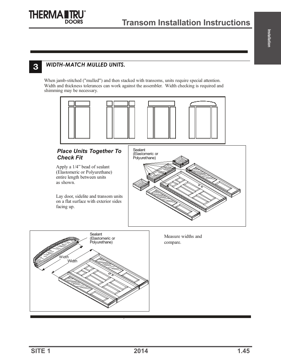 Transom installation instructions 3 | Therma-Tru Doors Installation User Manual | Page 45 / 76