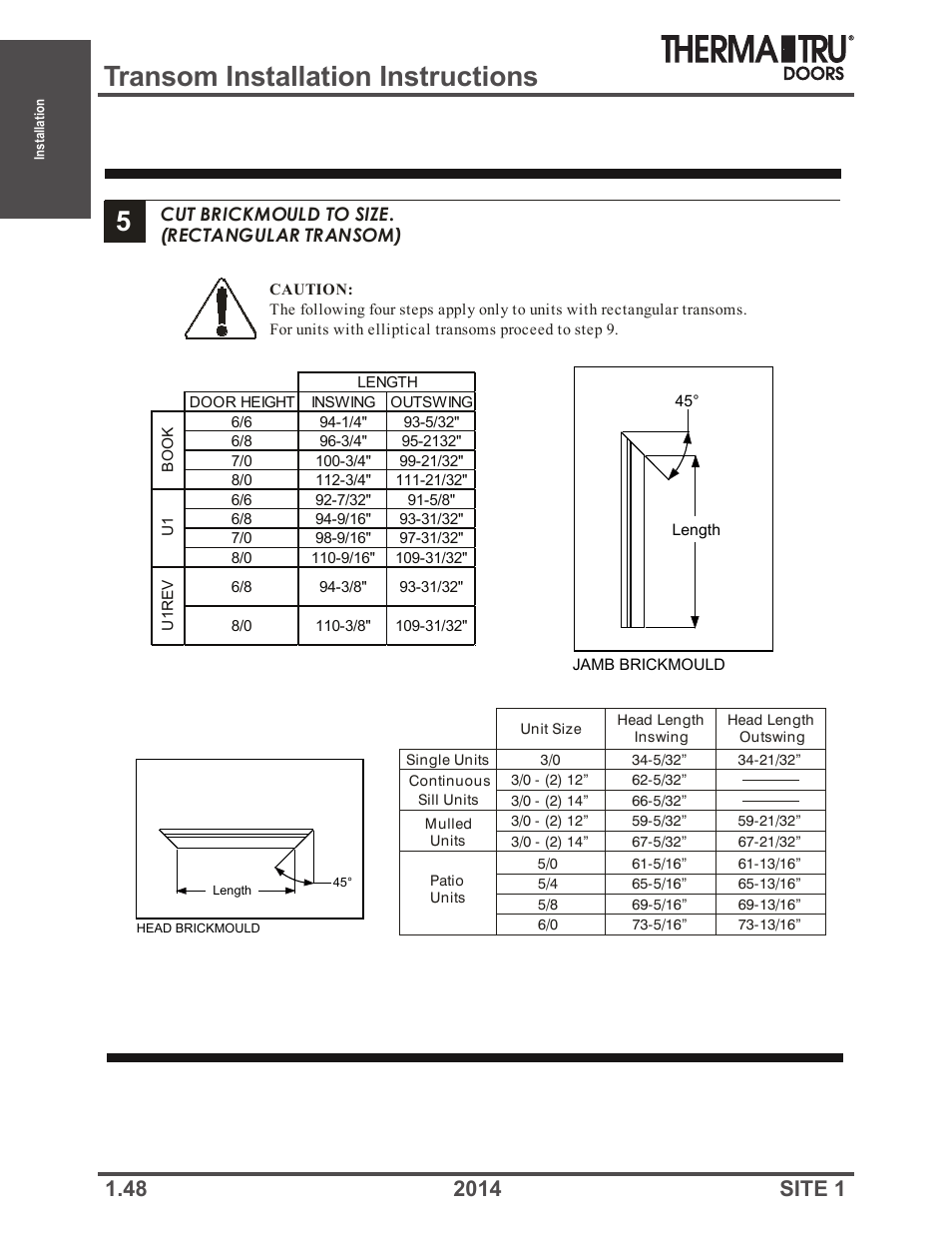 Transom installation instructions | Therma-Tru Doors Installation User Manual | Page 48 / 76