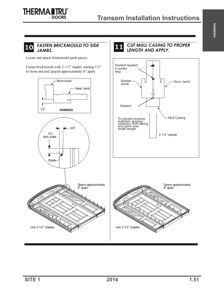 Transom installation instructions | Therma-Tru Doors Installation User Manual | Page 51 / 76