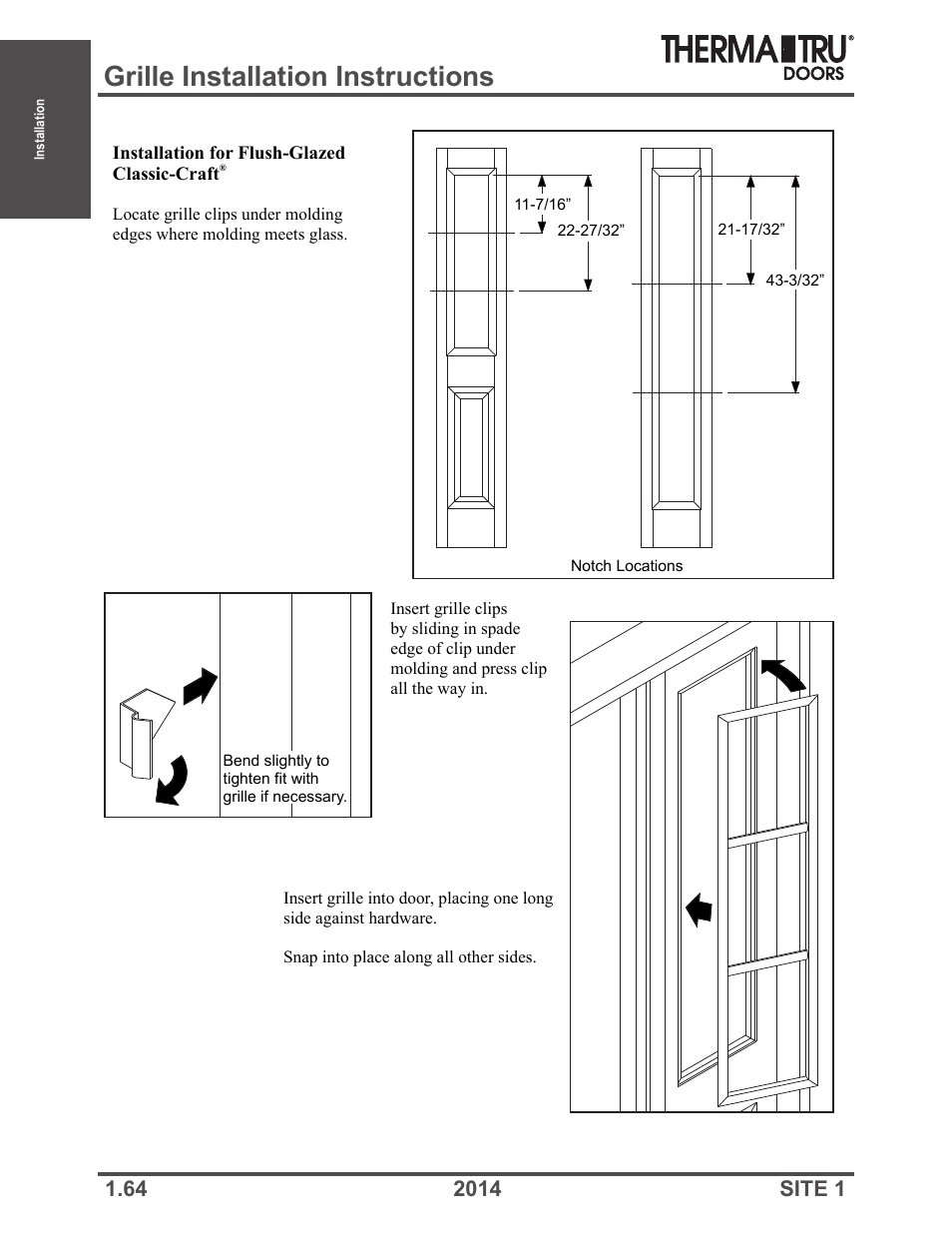 Grille installation instructions | Therma-Tru Doors Installation User Manual | Page 64 / 76