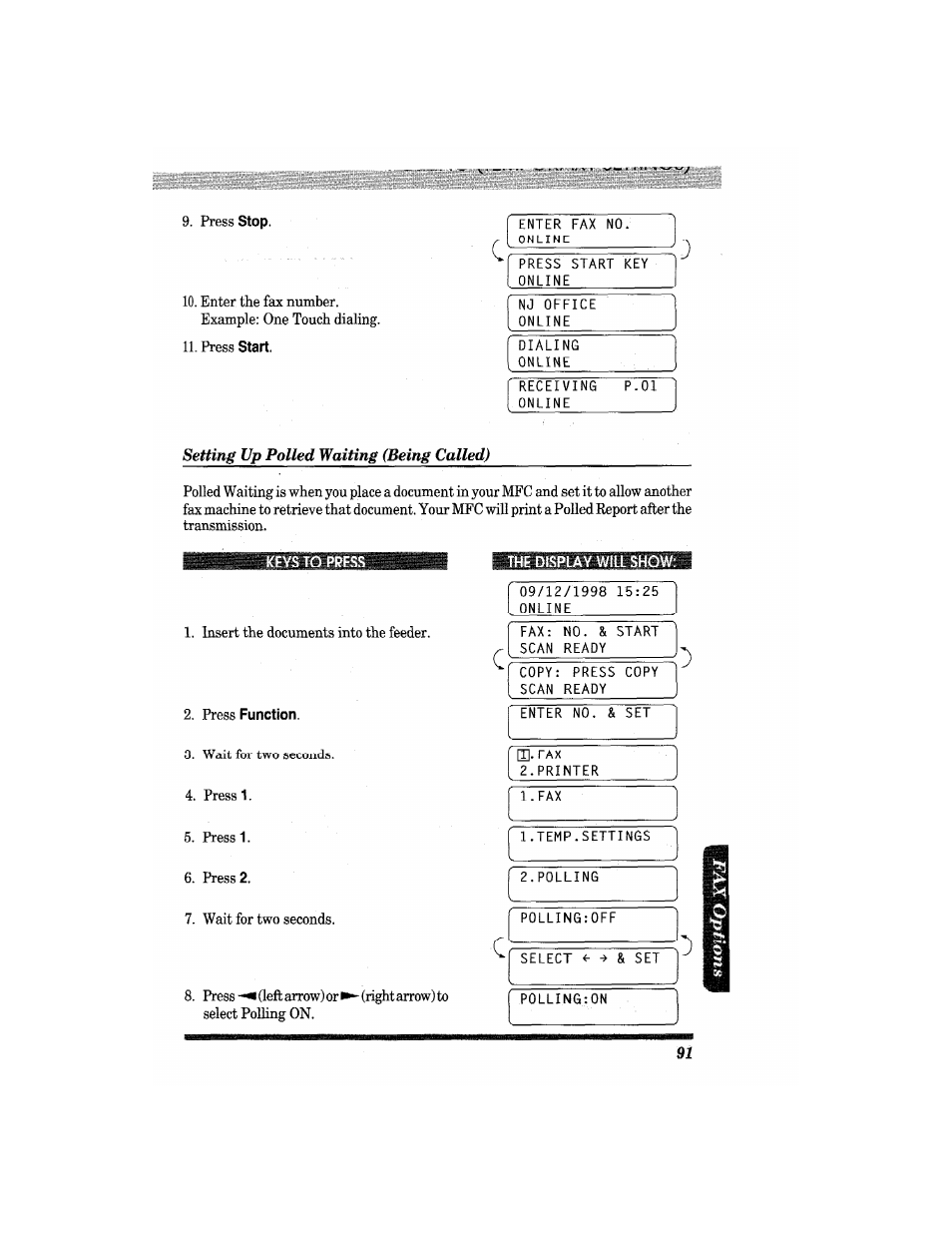 The display will show | Brother MFC4550 PLUS User Manual | Page 103 / 206