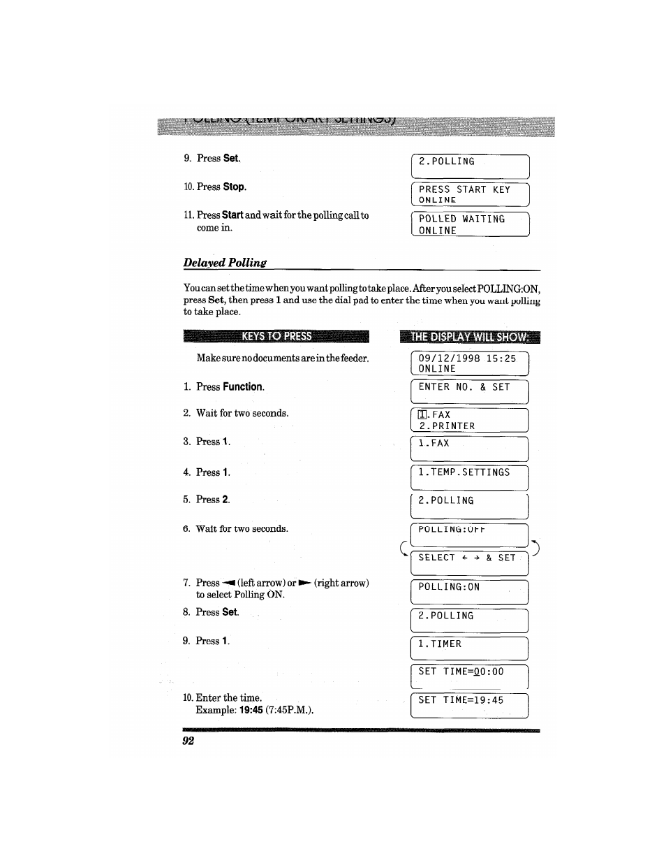 The display will show | Brother MFC4550 PLUS User Manual | Page 104 / 206