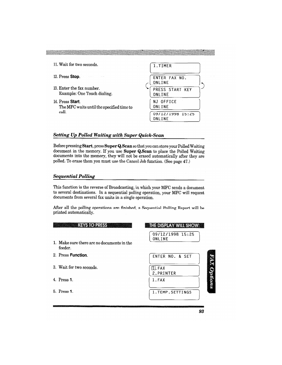 The display will show | Brother MFC4550 PLUS User Manual | Page 105 / 206