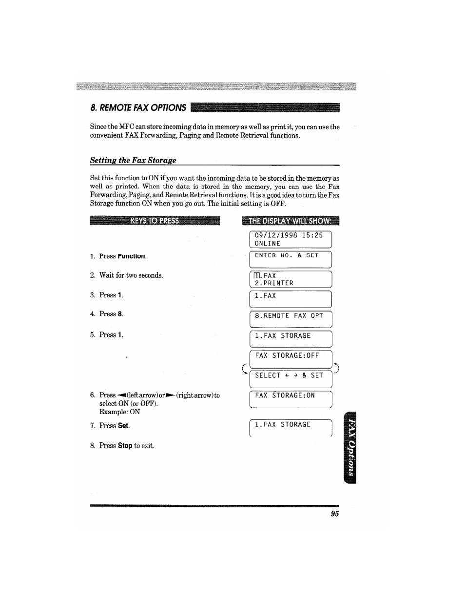 The display will show | Brother MFC4550 PLUS User Manual | Page 107 / 206