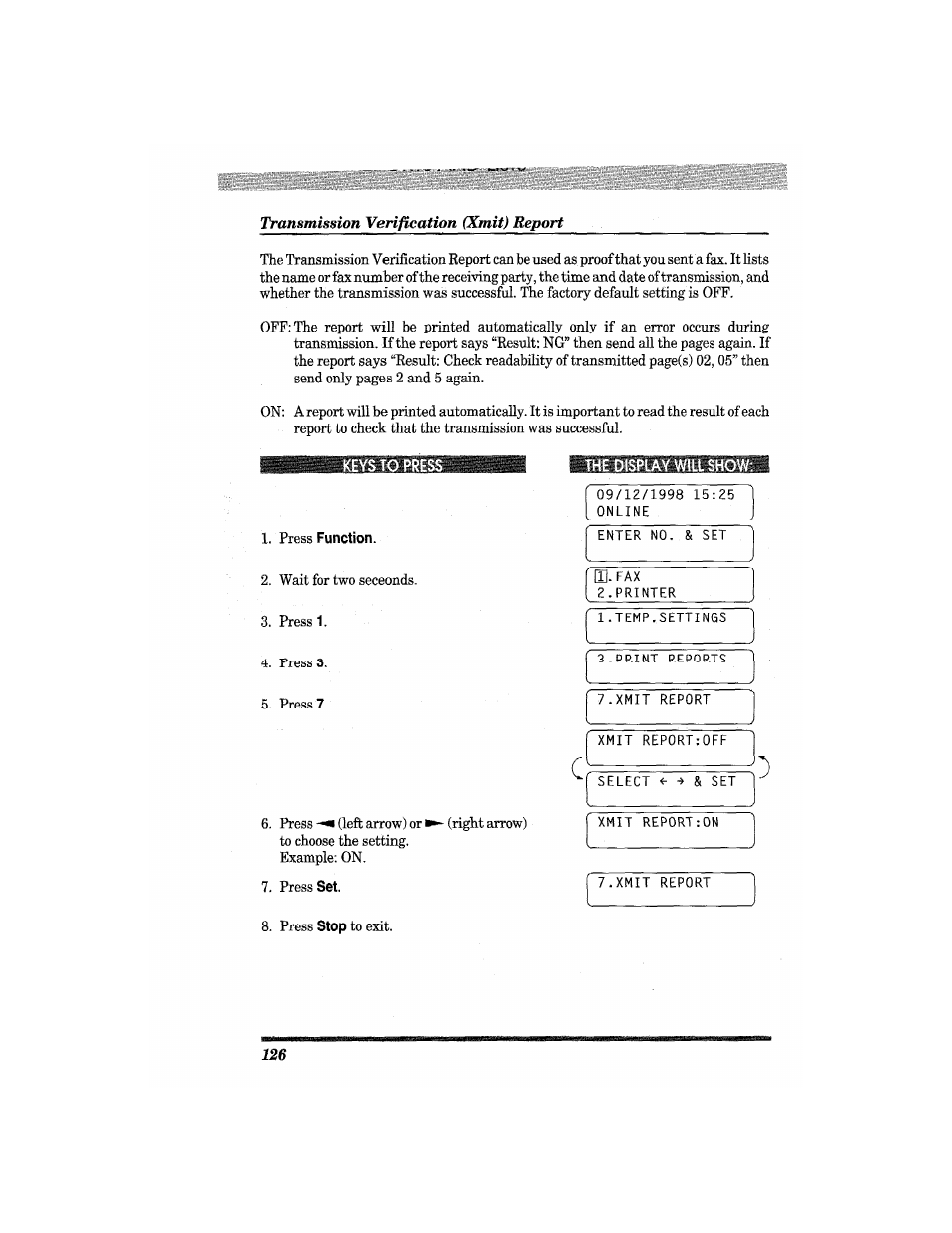 The display will show | Brother MFC4550 PLUS User Manual | Page 138 / 206