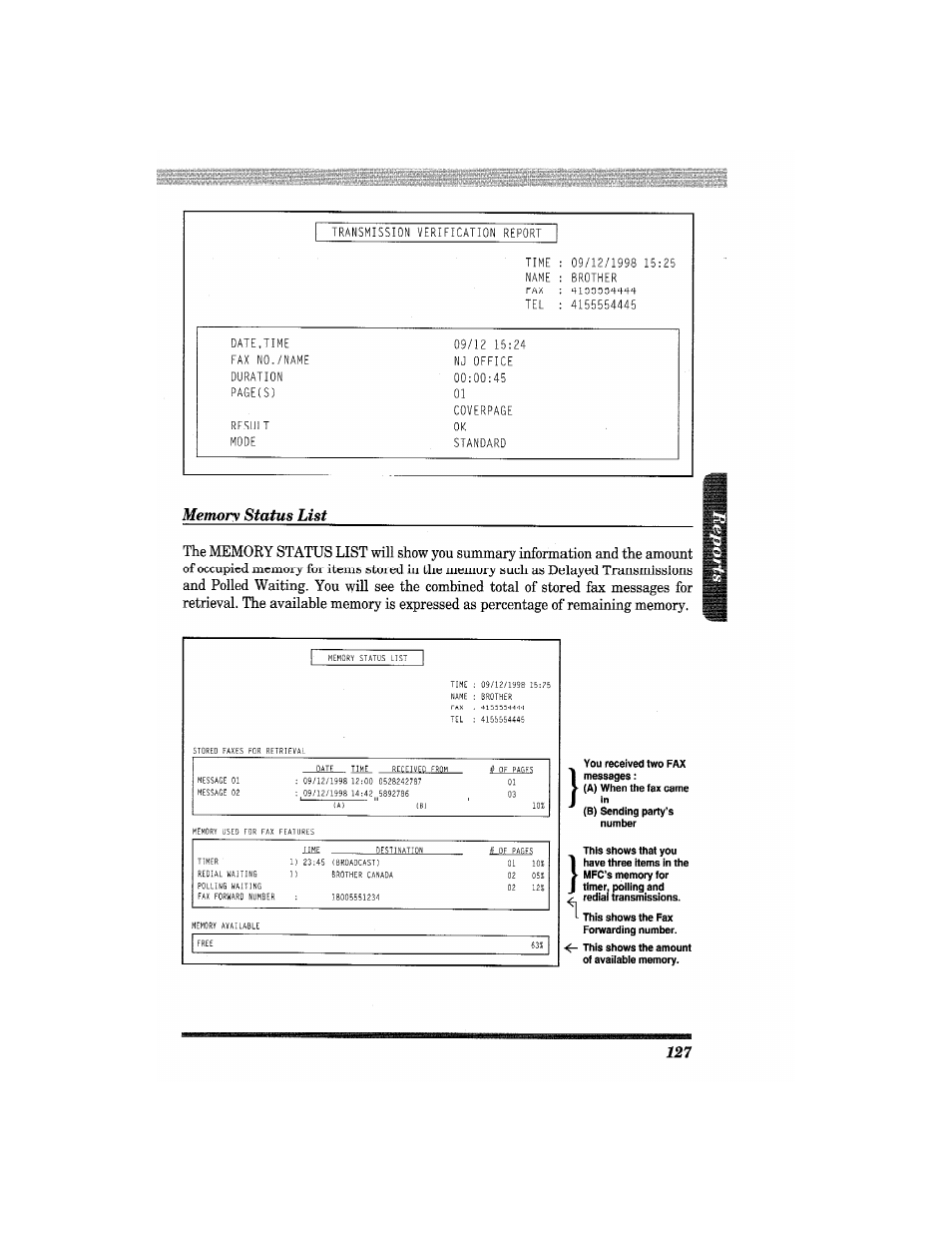 Transmission verification report | Brother MFC4550 PLUS User Manual | Page 139 / 206