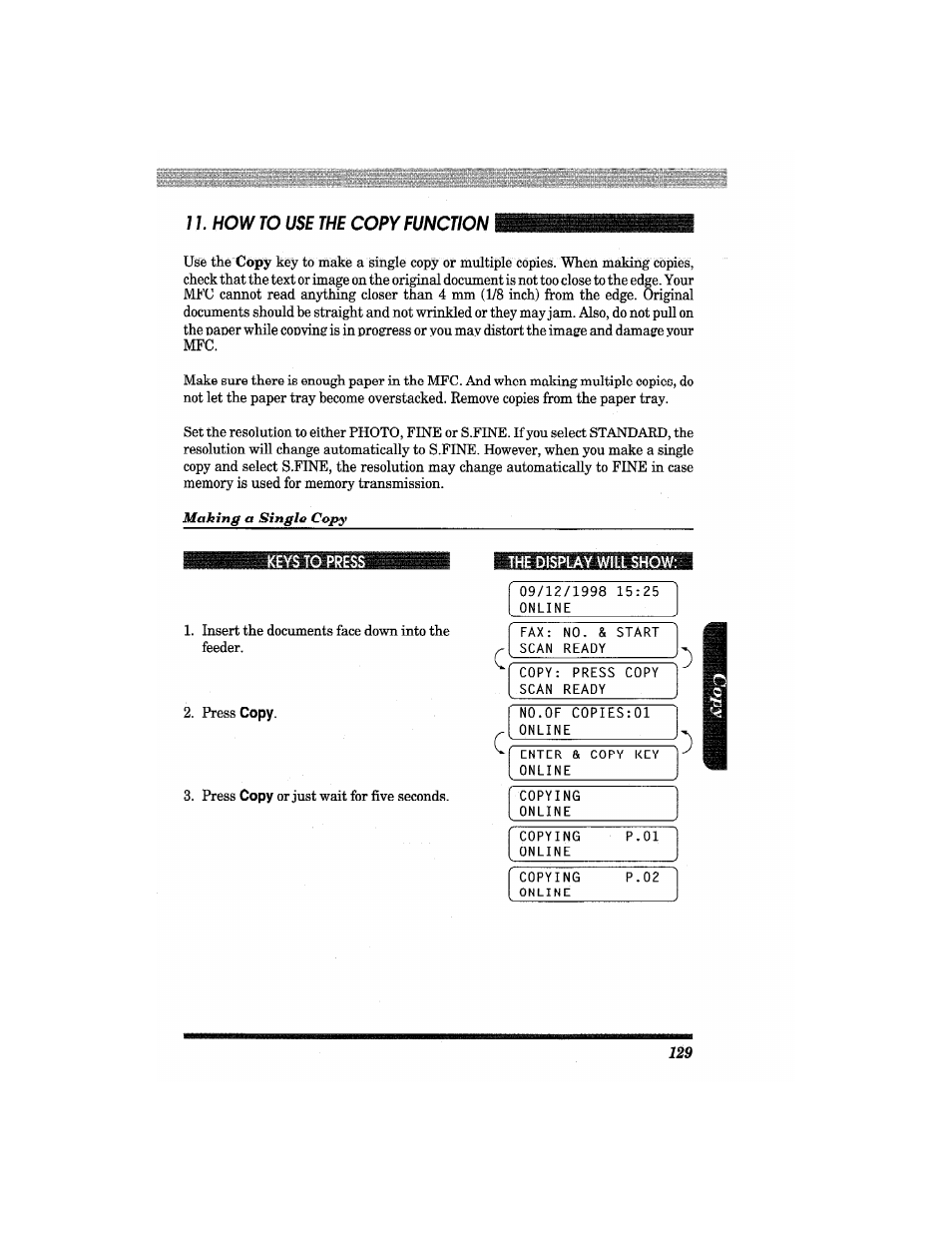 The display will show | Brother MFC4550 PLUS User Manual | Page 141 / 206