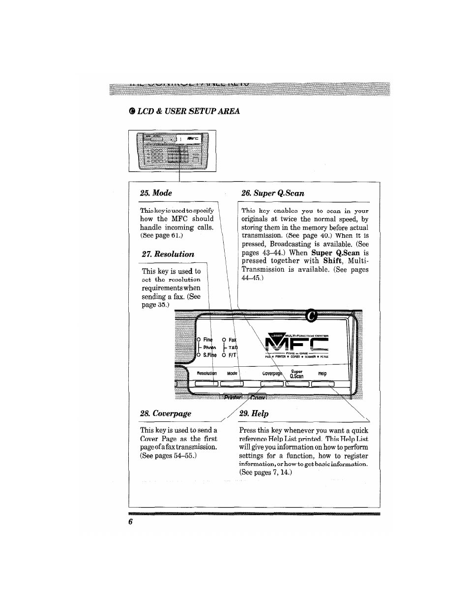 This key is used to, Super q.scan, Shift | Brother MFC4550 PLUS User Manual | Page 18 / 206