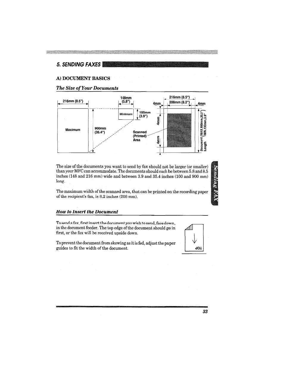 A) document basics, Send a fax, fir.st, Serf the | Brother MFC4550 PLUS User Manual | Page 45 / 206