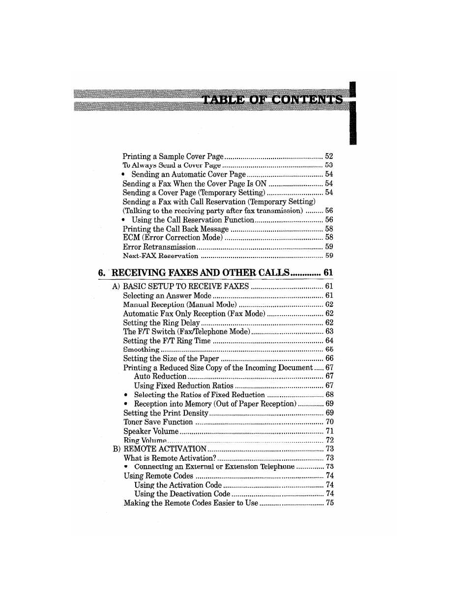 Receiving faxes and other calls | Brother MFC4550 PLUS User Manual | Page 7 / 206