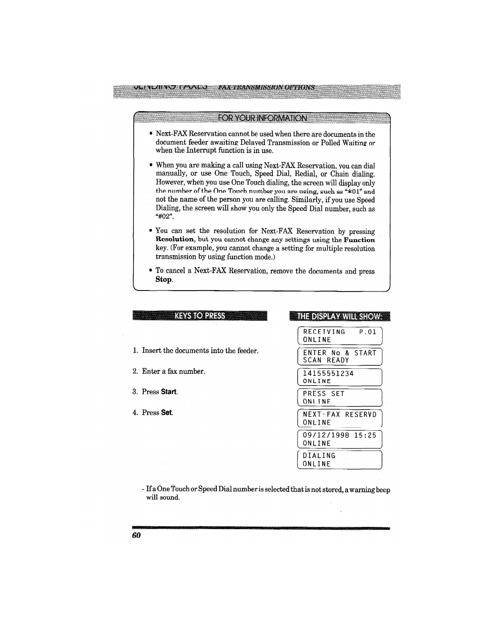 Stop, The display will show | Brother MFC4550 PLUS User Manual | Page 72 / 206