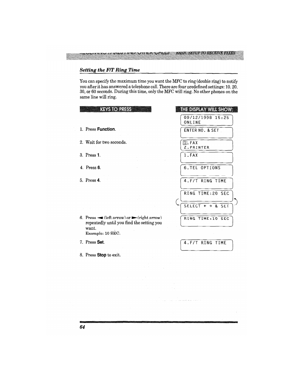 The display will show | Brother MFC4550 PLUS User Manual | Page 76 / 206