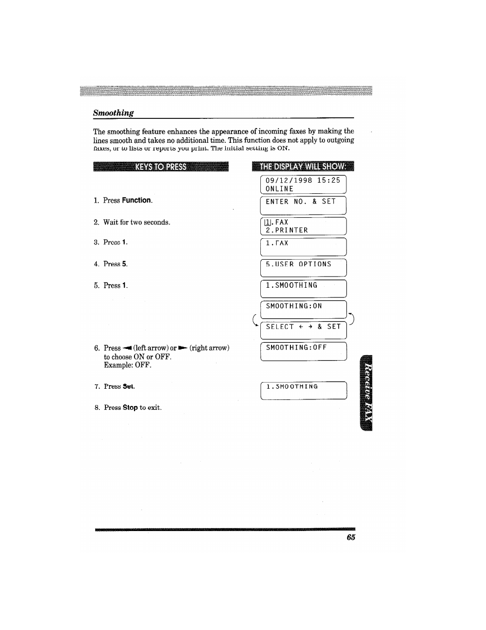 The display will show | Brother MFC4550 PLUS User Manual | Page 77 / 206