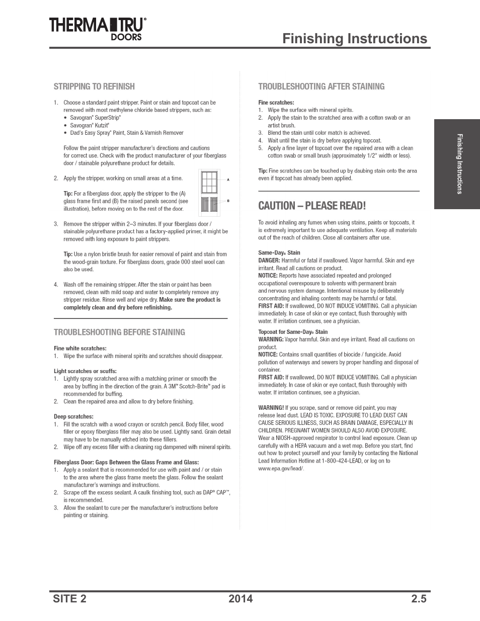 Finishing instructions | Therma-Tru Doors Finishing Instructions User Manual | Page 5 / 14