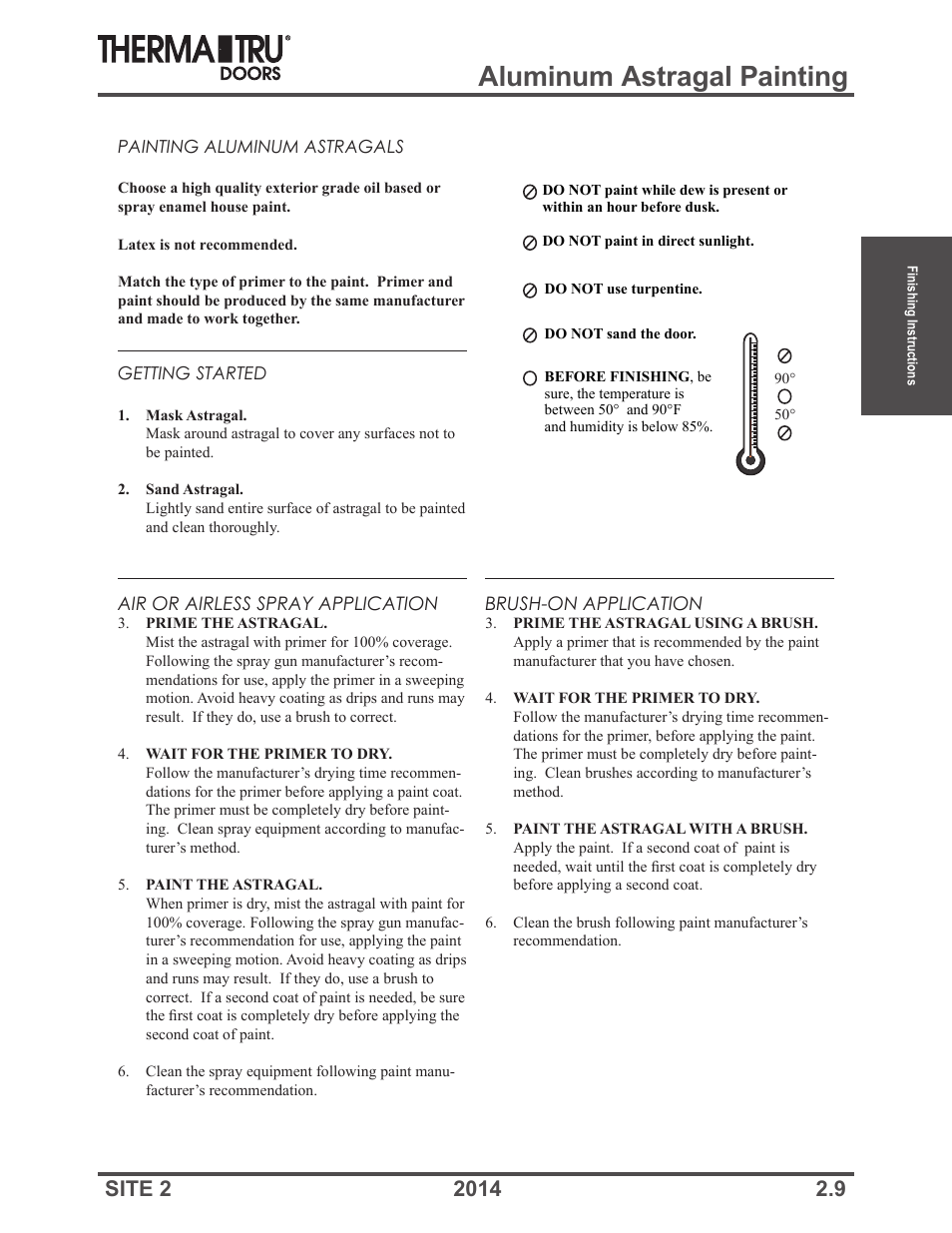 Aluminum astragal painting | Therma-Tru Doors Finishing Instructions User Manual | Page 9 / 14