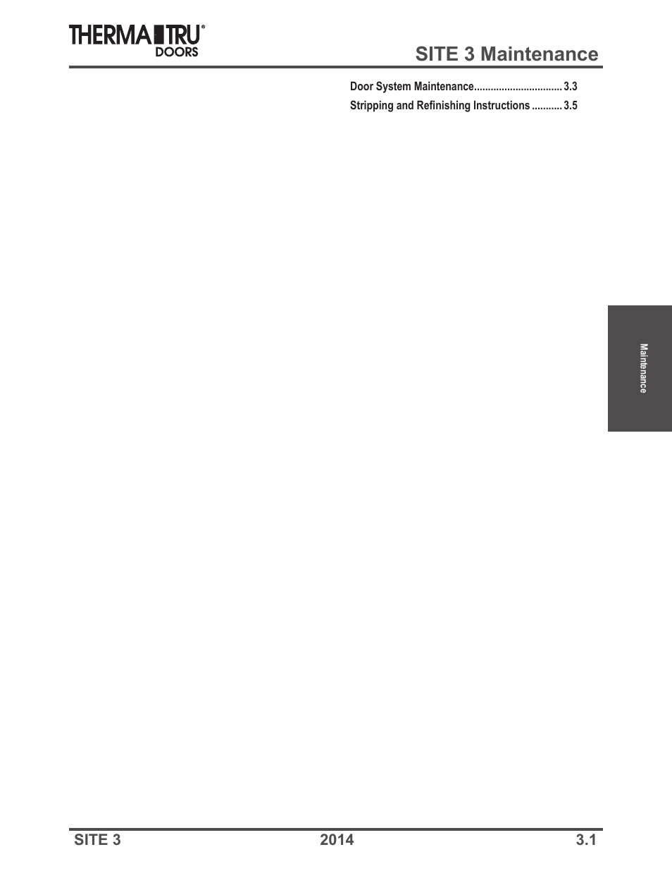 Therma-Tru Doors Maintenance User Manual | 5 pages