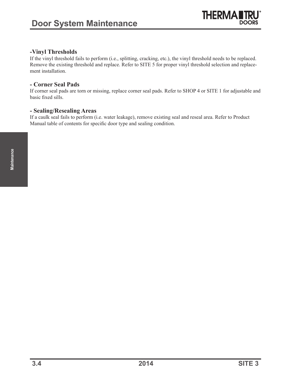 Door system maintenance | Therma-Tru Doors Maintenance User Manual | Page 4 / 5