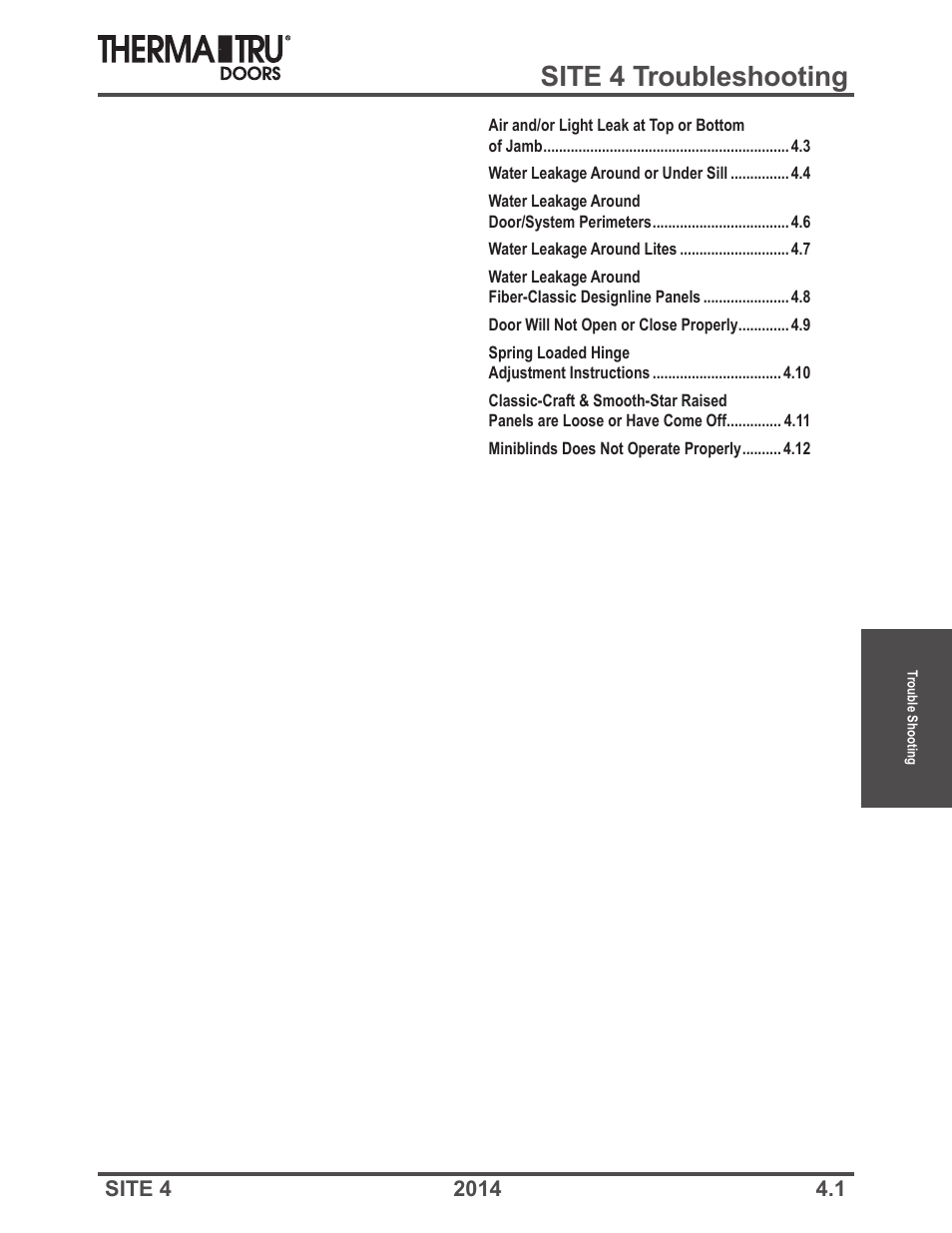 Therma-Tru Doors Troubleshooting User Manual | 12 pages