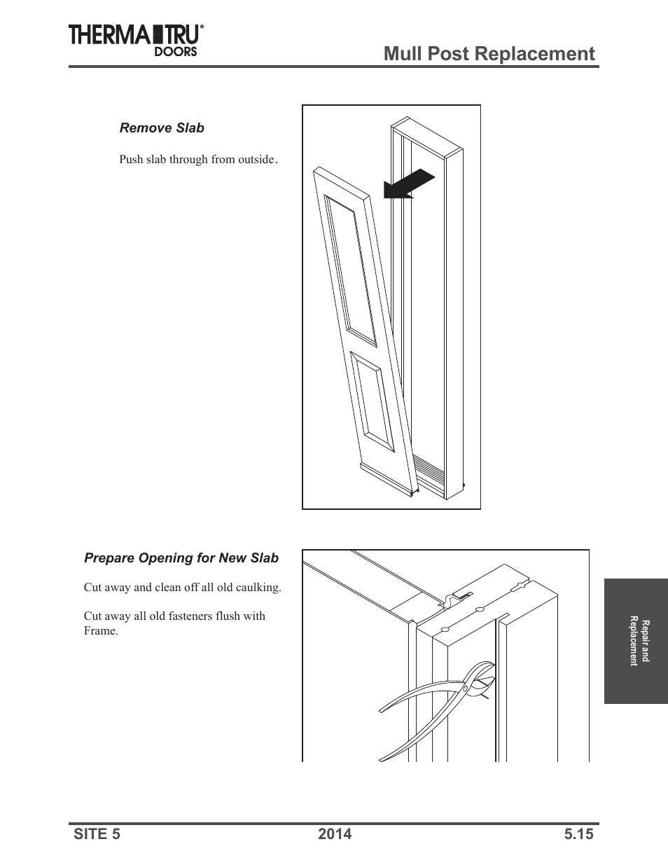 Mull post replacement | Therma-Tru Doors Repair and Replacement User Manual | Page 15 / 30