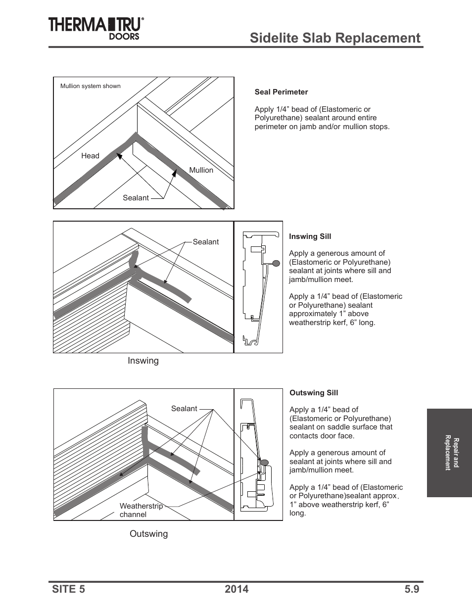 Sidelite slab replacement | Therma-Tru Doors Repair and Replacement User Manual | Page 9 / 30