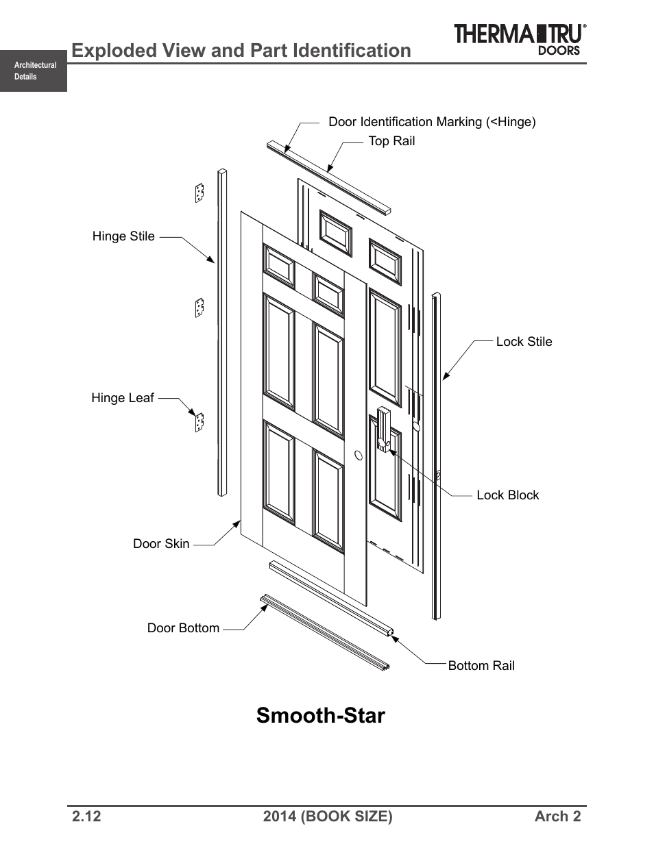 Smooth-star, Exploded view and part identification | Therma-Tru ARCH 2 Architectural Details - Book Size User Manual | Page 12 / 99
