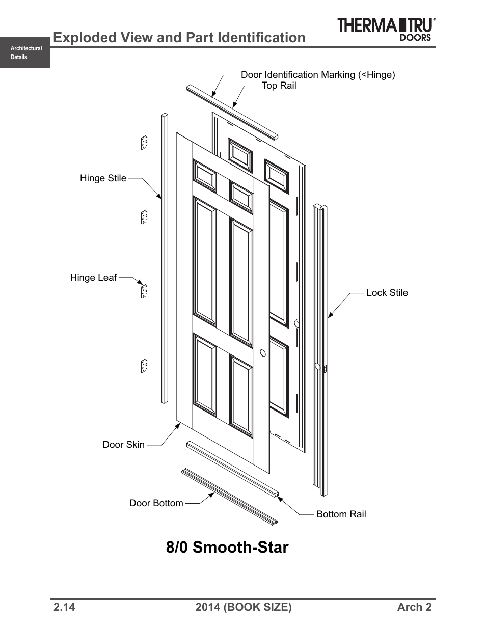 8/0 smooth-star, Exploded view and part identification | Therma-Tru ARCH 2 Architectural Details - Book Size User Manual | Page 14 / 99