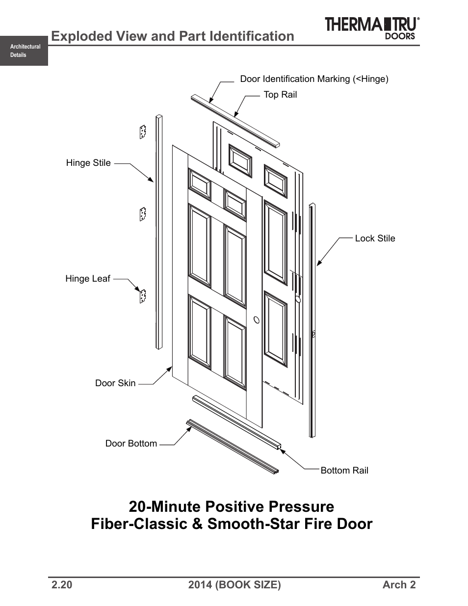 Exploded view and part identification | Therma-Tru ARCH 2 Architectural Details - Book Size User Manual | Page 20 / 99