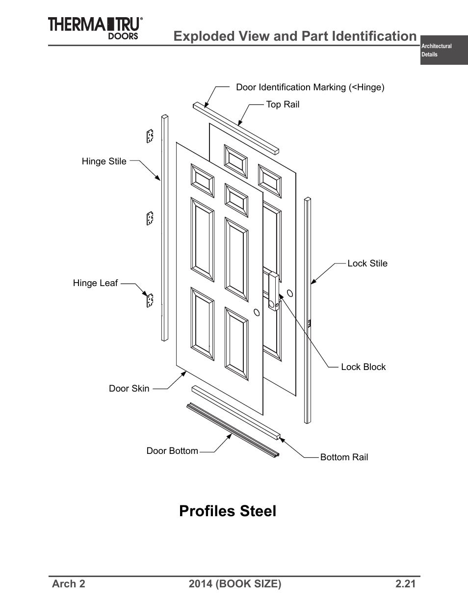 Profiles steel, Exploded view and part identification | Therma-Tru ARCH 2 Architectural Details - Book Size User Manual | Page 21 / 99