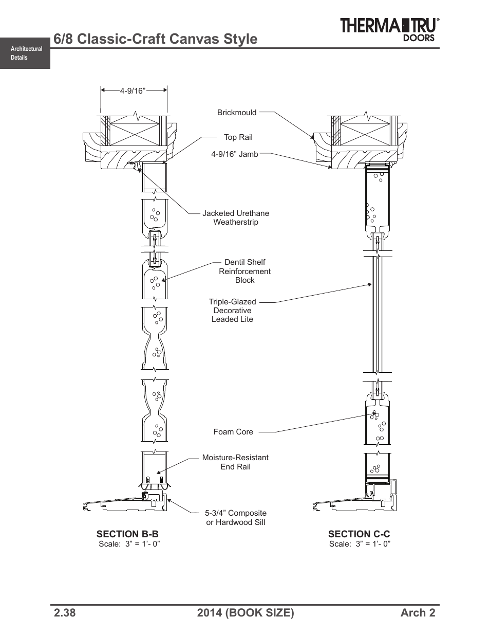 6/8 classic-craft canvas style | Therma-Tru ARCH 2 Architectural Details - Book Size User Manual | Page 38 / 99