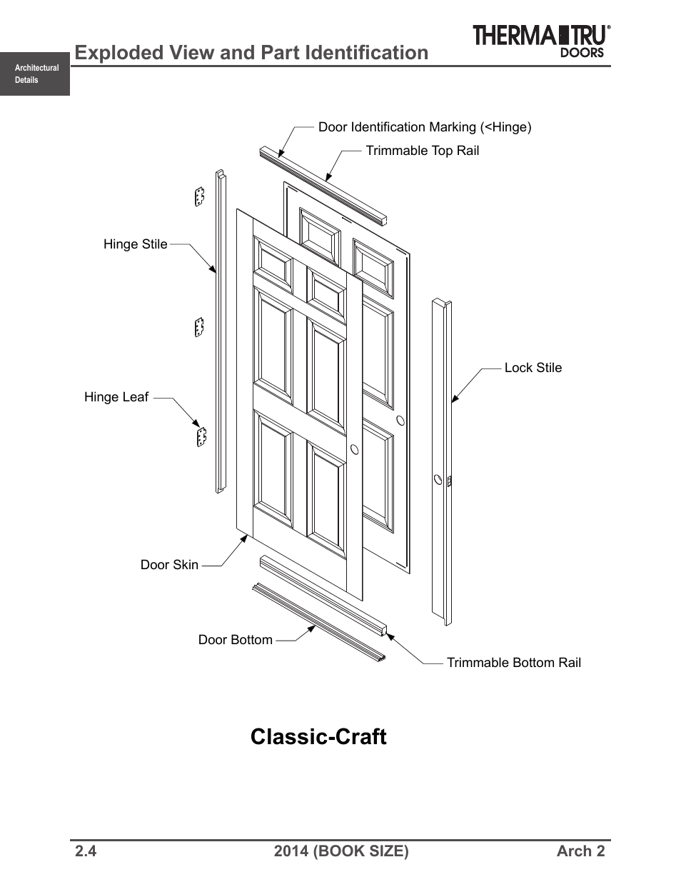 Classic-craft, Exploded view and part identification | Therma-Tru ARCH 2 Architectural Details - Book Size User Manual | Page 4 / 99