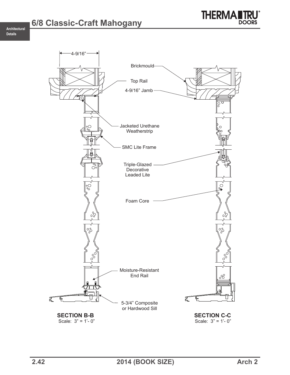6/8 classic-craft mahogany | Therma-Tru ARCH 2 Architectural Details - Book Size User Manual | Page 42 / 99