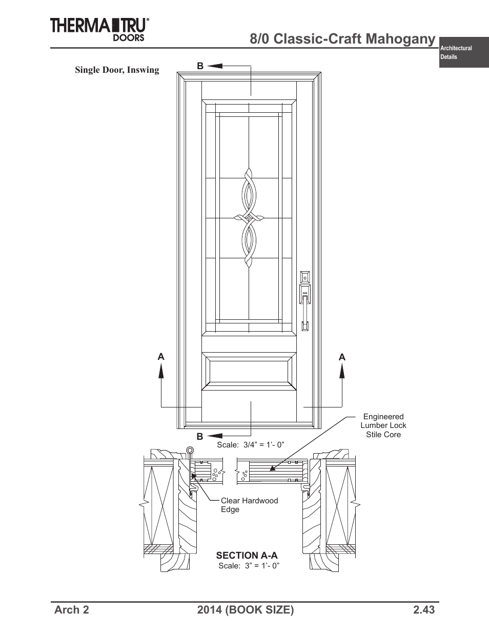 8/0 classic-craft mahogany | Therma-Tru ARCH 2 Architectural Details - Book Size User Manual | Page 43 / 99