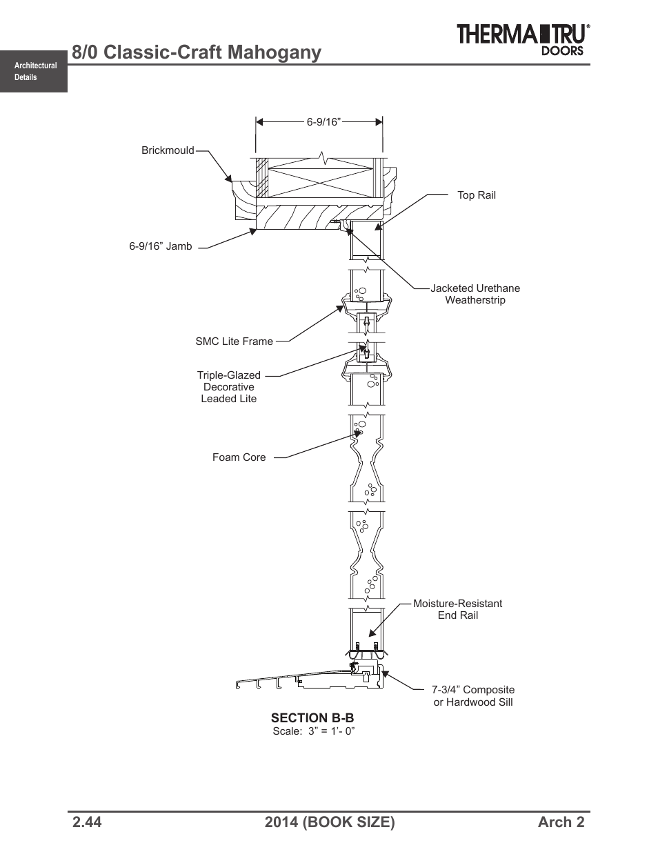 8/0 classic-craft mahogany | Therma-Tru ARCH 2 Architectural Details - Book Size User Manual | Page 44 / 99