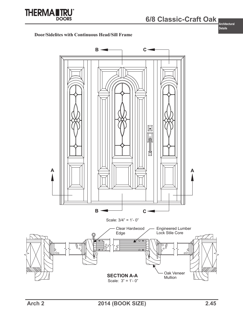 6/8 classic-craft oak | Therma-Tru ARCH 2 Architectural Details - Book Size User Manual | Page 45 / 99
