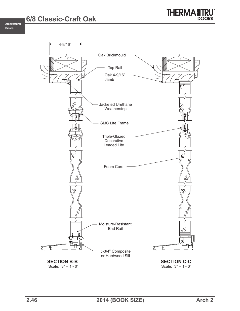 6/8 classic-craft oak | Therma-Tru ARCH 2 Architectural Details - Book Size User Manual | Page 46 / 99