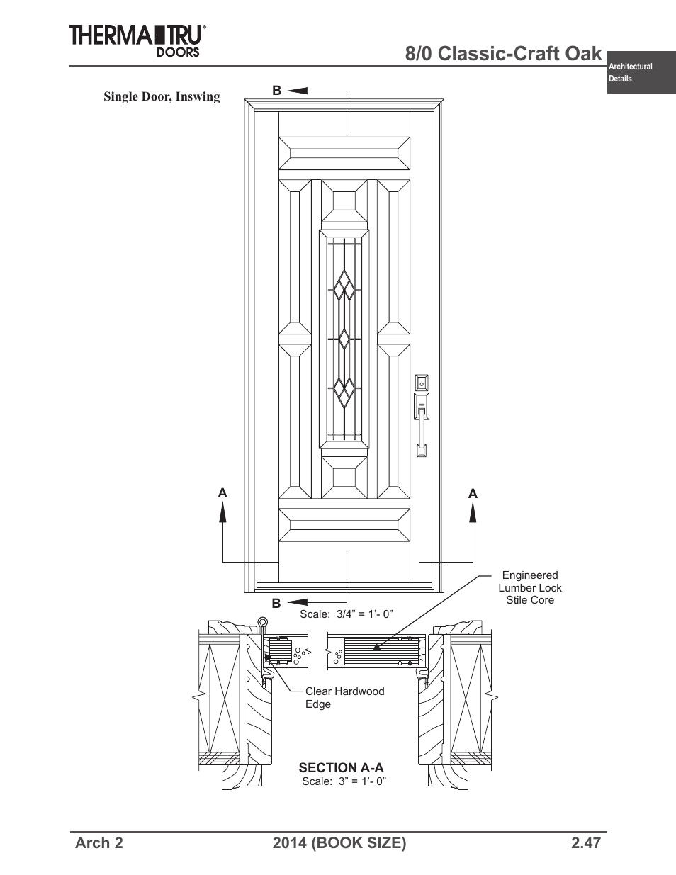 8/0 classic-craft oak | Therma-Tru ARCH 2 Architectural Details - Book Size User Manual | Page 47 / 99