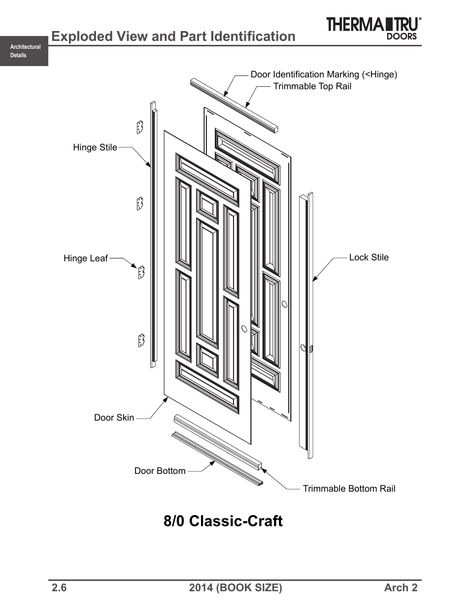 8/0 classic-craft, Exploded view and part identification | Therma-Tru ARCH 2 Architectural Details - Book Size User Manual | Page 6 / 99
