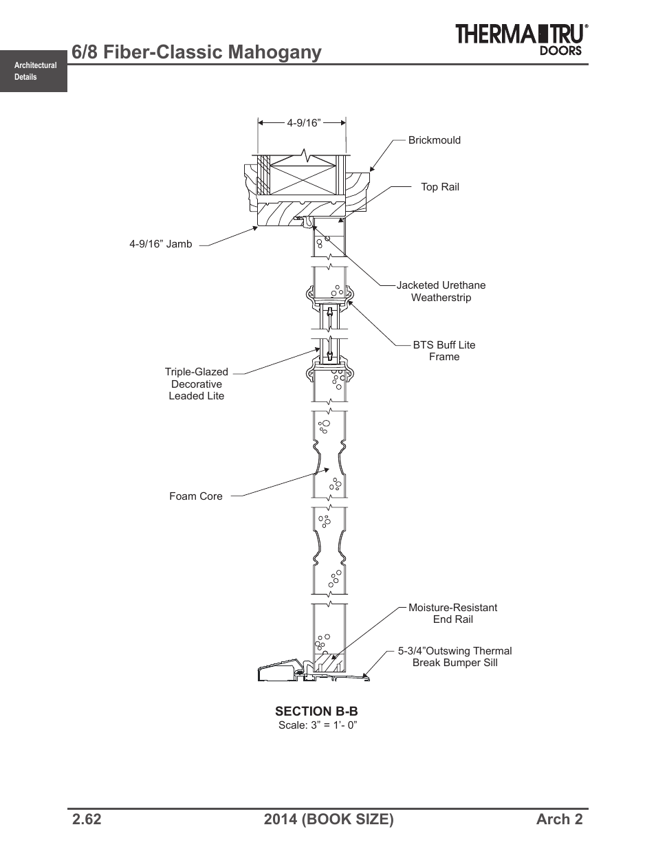 6/8 fiber-classic mahogany | Therma-Tru ARCH 2 Architectural Details - Book Size User Manual | Page 62 / 99