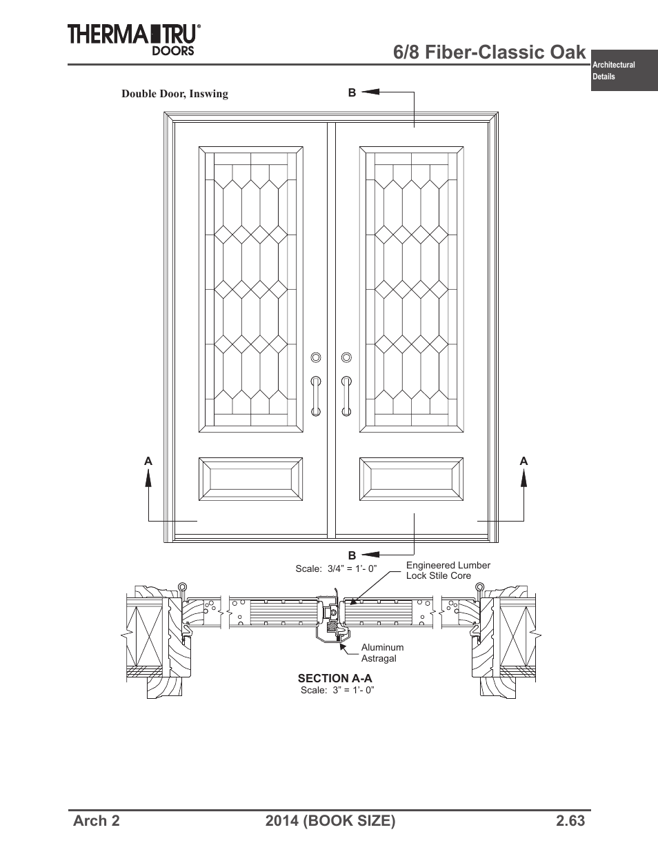 6/8 fiber-classic oak | Therma-Tru ARCH 2 Architectural Details - Book Size User Manual | Page 63 / 99