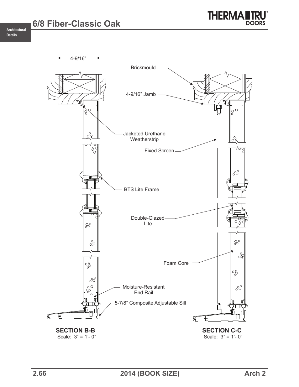 6/8 fiber-classic oak | Therma-Tru ARCH 2 Architectural Details - Book Size User Manual | Page 66 / 99