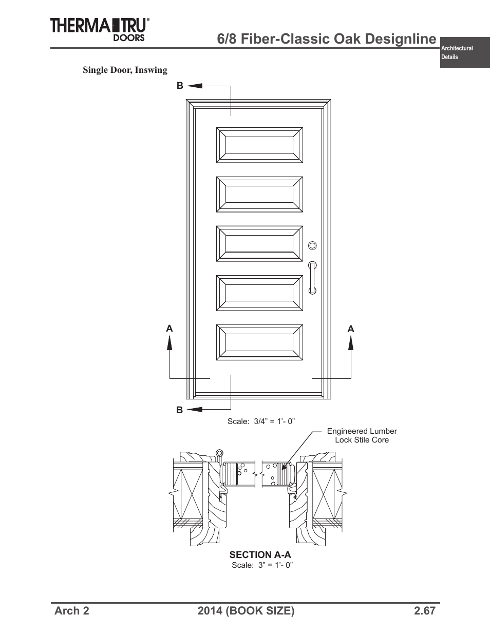 6/8 fiber-classic oak designline | Therma-Tru ARCH 2 Architectural Details - Book Size User Manual | Page 67 / 99